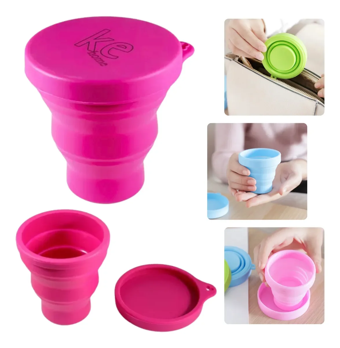 Copo Retrátil de Silicone 150ml com Tampa – Compacto e Portátil para Viagens