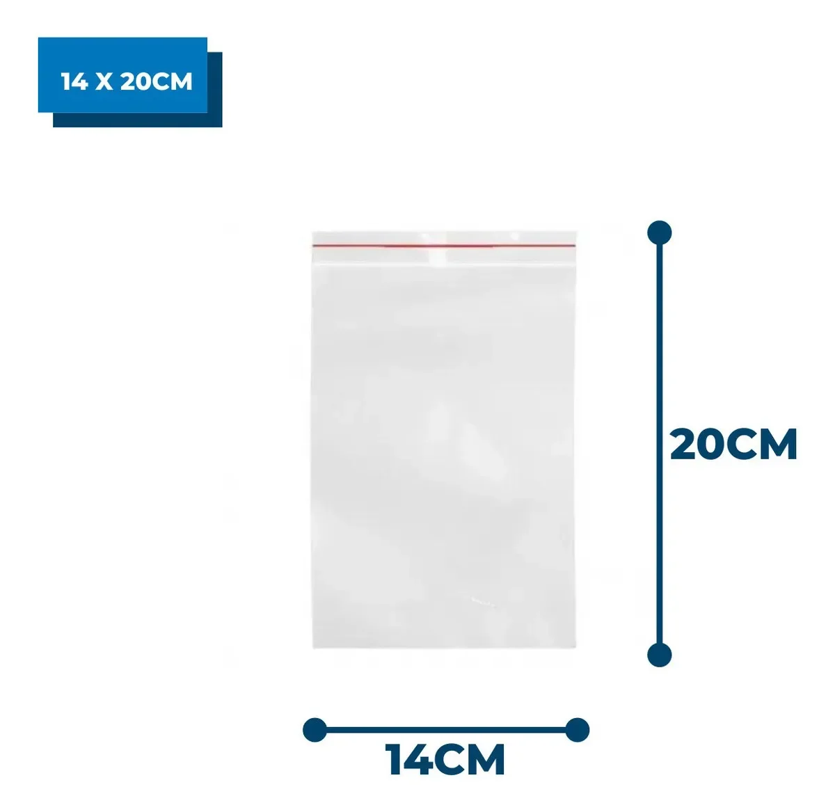 Sacos Plásticos Tipo Ziplock N07 (14×20 cm) – Pacote com 100 Unidades