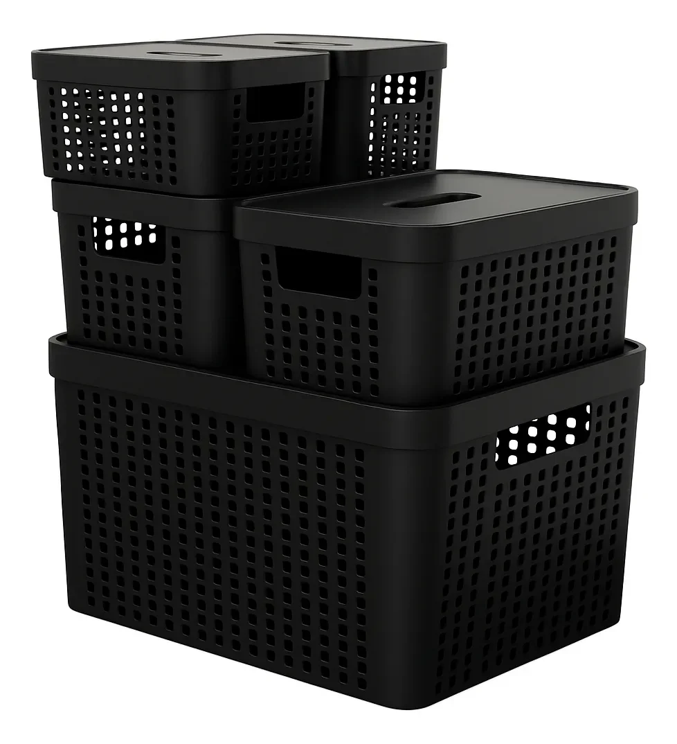 Kit 5 Caixas Organizadoras com Tampa RV-ECOMMERCE – Multiuso