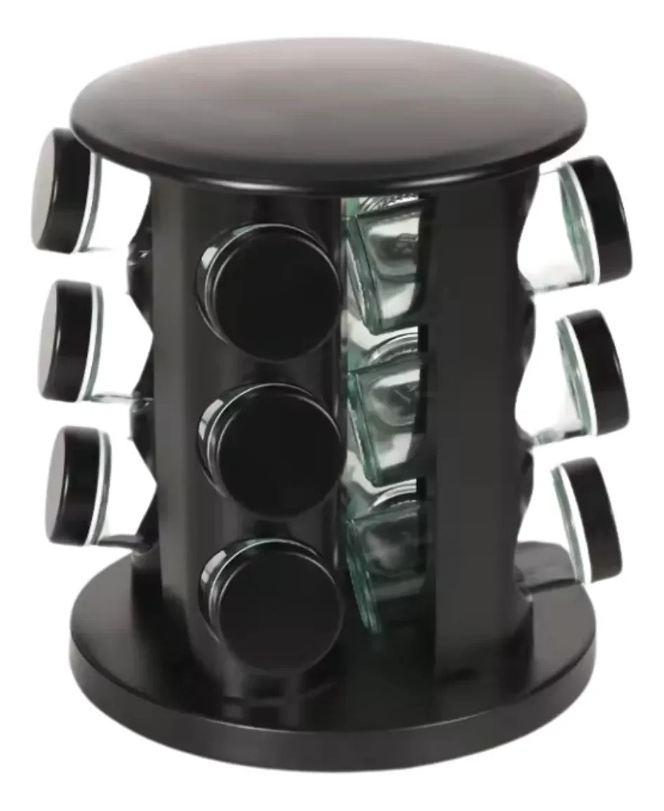 Porta Condimentos Giratório com 9 Potes de Vidro – Bela Home