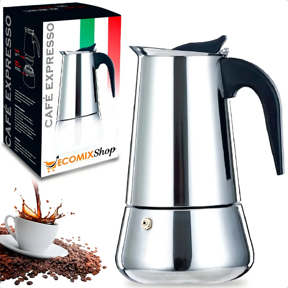 Cafeteira Italiana Inox para Fogão – 9 Xícaras (450ml)