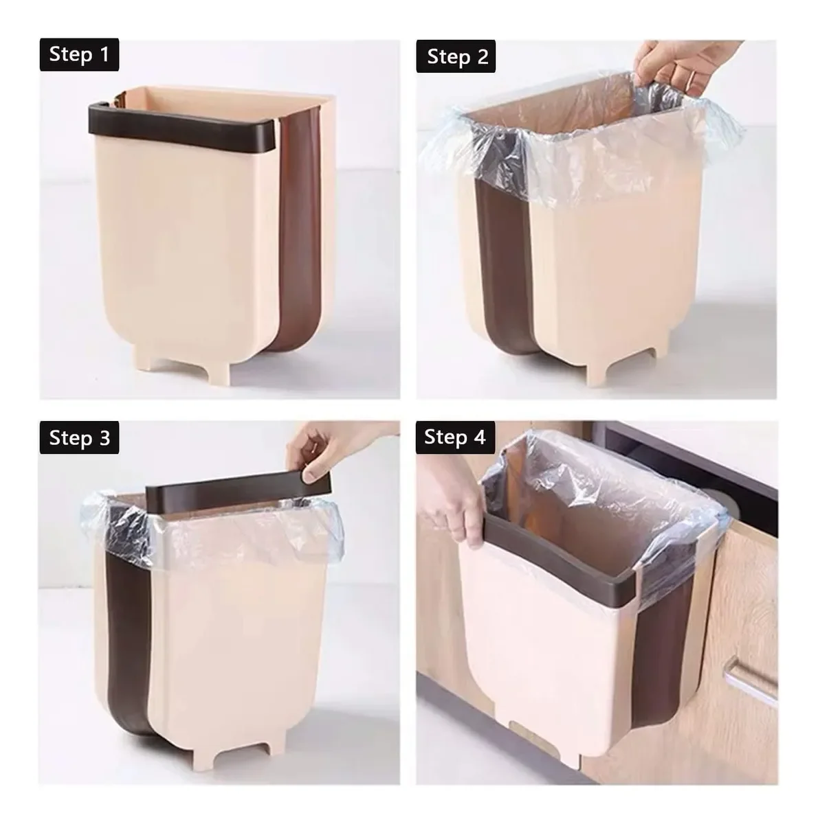 Lixeira Suspensa Dobrável para Cozinha – 6 Litros