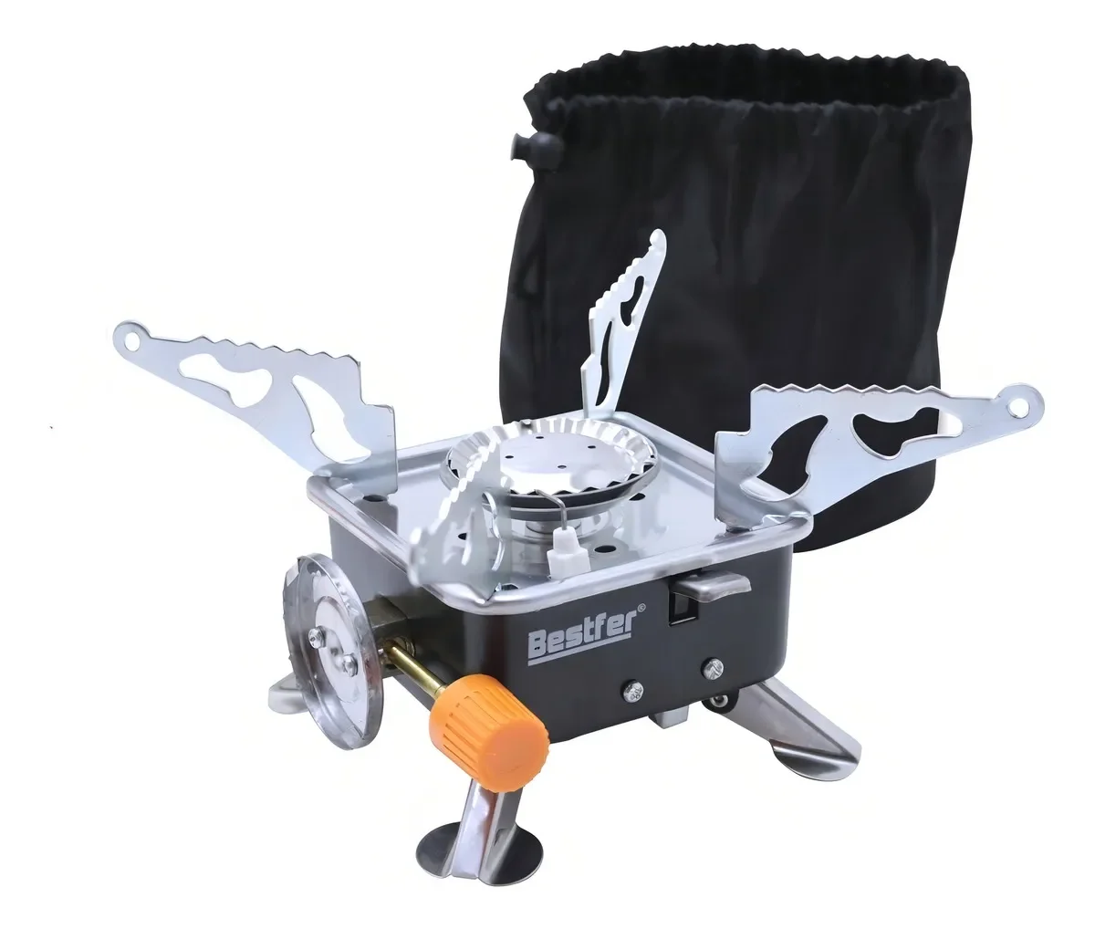 Fogareiro Portátil Dobrável Bestfer – Perfeito para Camping e Aventuras Leves
