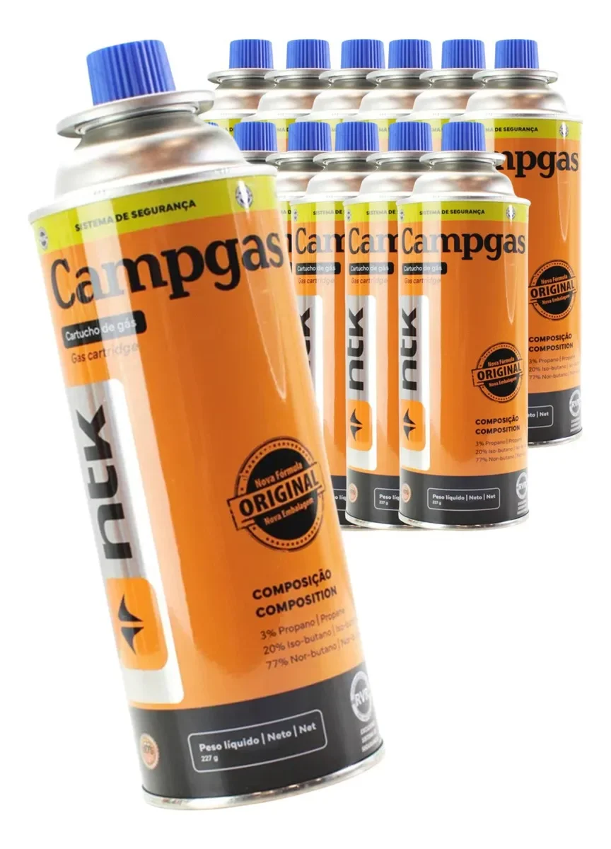 Kit 4 Refis Gás Butano Nautika Campgás 227g – Para Fogareiro Portátil de Camping