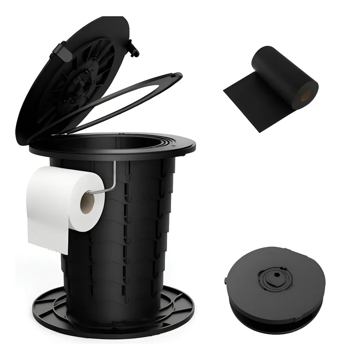 Banheiro Químico Portátil Dobrável Ecocamp Light 15L com Tampa e Porta Papel