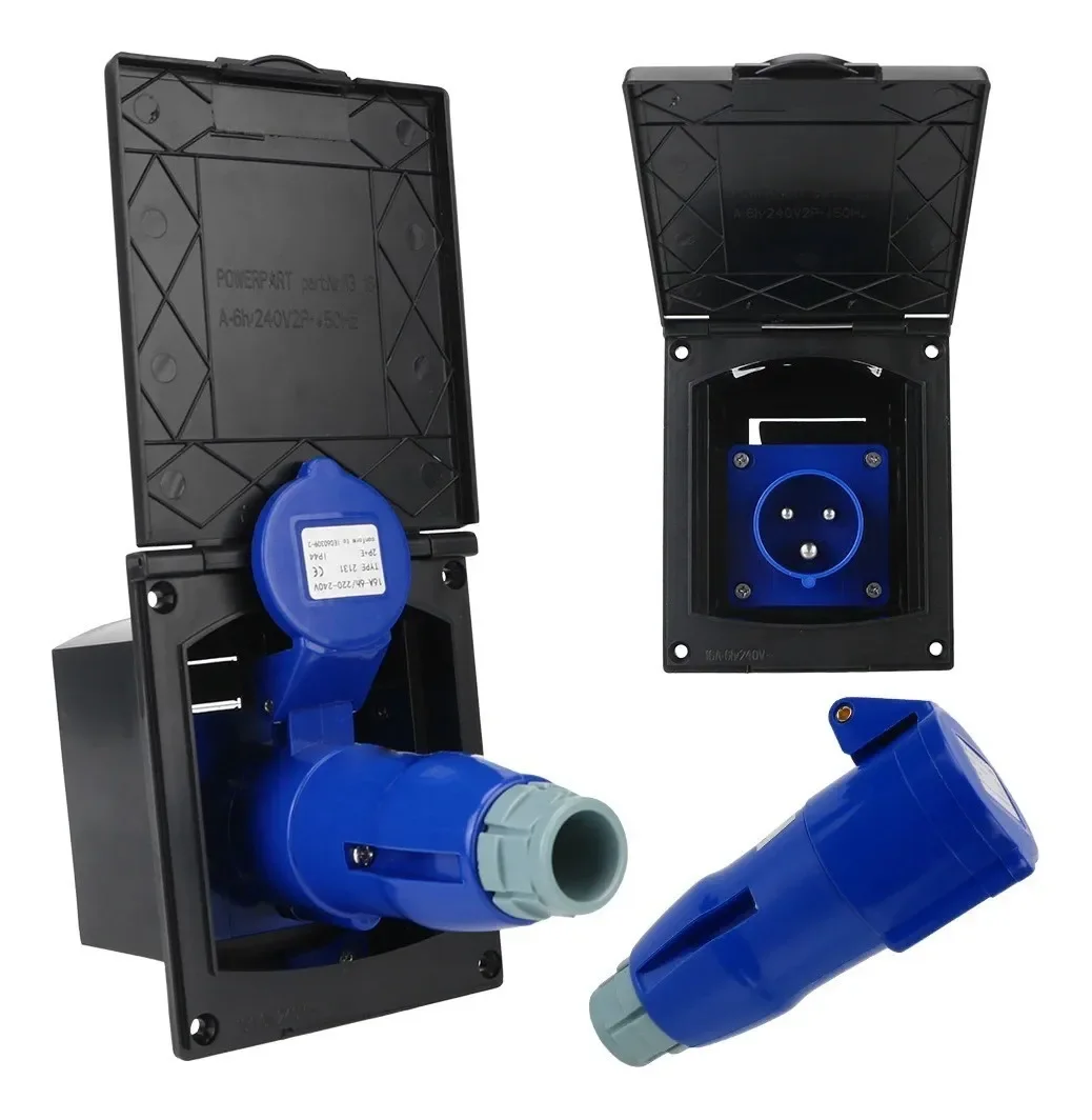 Tomada Externa 16A para Motorhome, Trailer e Campers – Entrada de Energia com Tampa