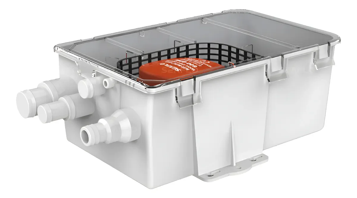 Caixa de Esgoto 12V com Bomba Automática – Banheiro de Motorhome, Van e Barco