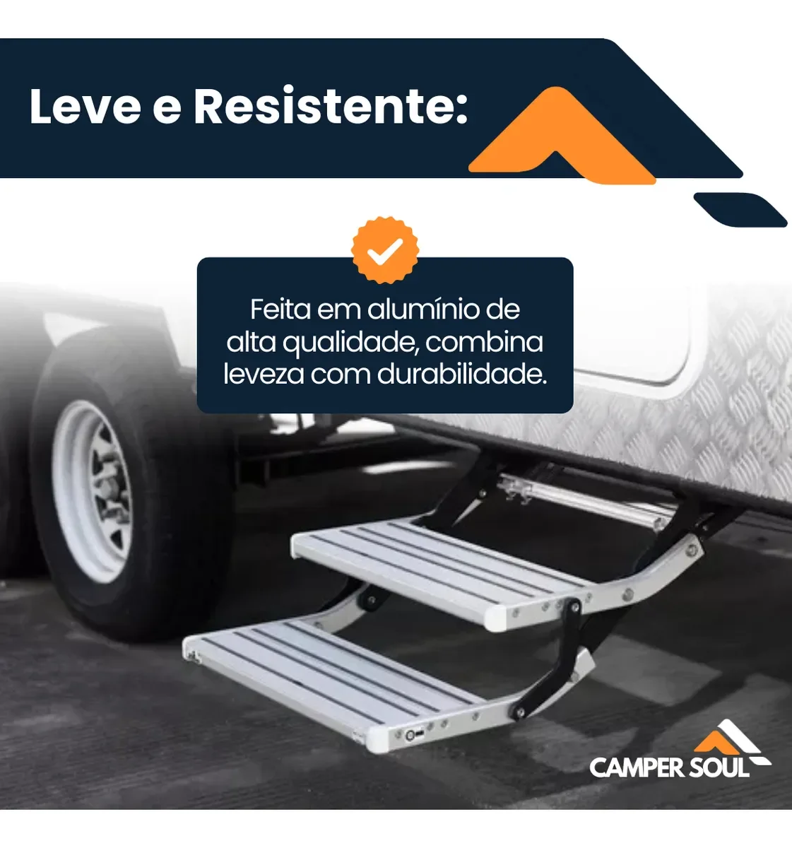 Escada Retrátil de Alumínio com 2 Degraus – Motorhome e Trailer