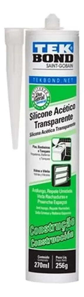 Silicone Acético Transparente Tekbond – Tubo 256g / 270ml